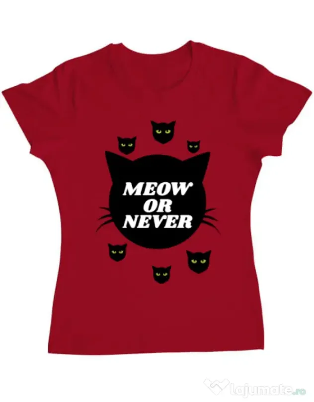 Tricou ADLER dama Meow or never Rosu