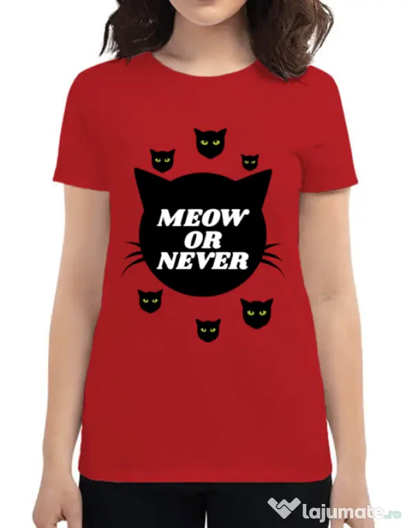 Tricou ADLER dama Meow or never Rosu