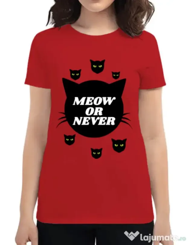 Tricou ADLER dama Meow or never Rosu