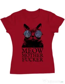 Tricou ADLER dama Meow motherfucker Rosu