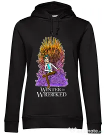 Hoodie dama cu gluga Winter is wrecked Negru