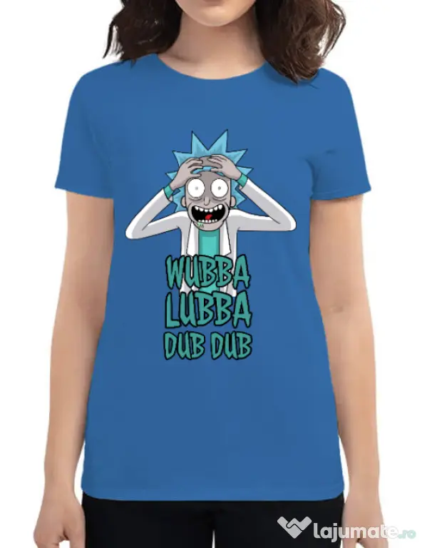 Tricou ADLER dama Wubba Lubba Dub Dub Albastru azuriu