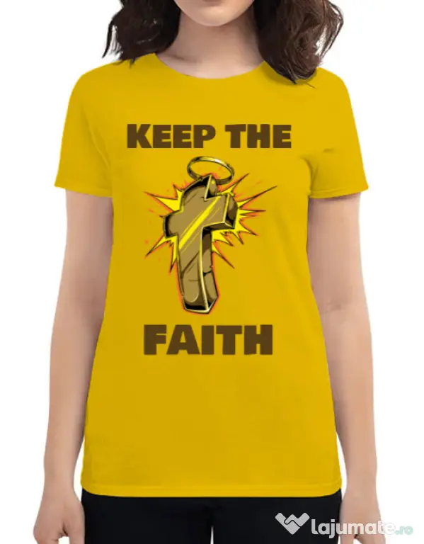 Tricou ADLER dama Keep the Faith Galben