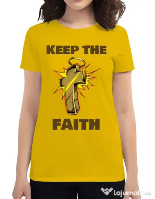 Tricou ADLER dama Keep the Faith Galben