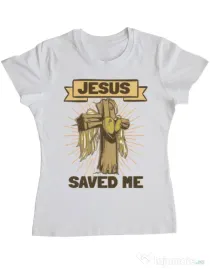 Tricou ADLER dama Jesus Saved Me Alb