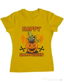 Tricou ADLER dama Halloween Pug Galben