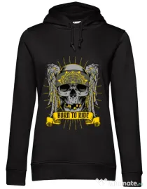 Hoodie dama cu gluga Born to ride Negru