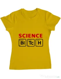 Tricou ADLER dama Science Bitch Galben