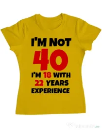 Tricou ADLER dama 40 Birthday Galben