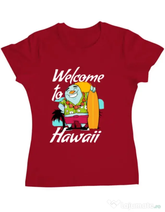 Tricou ADLER dama Welcome to Hawaii Rosu