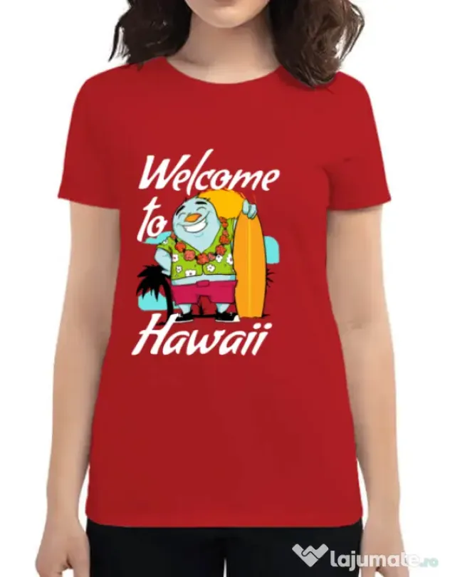 Tricou ADLER dama Welcome to Hawaii Rosu