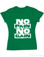Tricou ADLER dama No pain, no gain Verde mediu