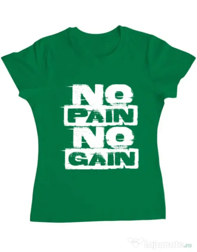 Tricou ADLER dama No pain, no gain Verde mediu