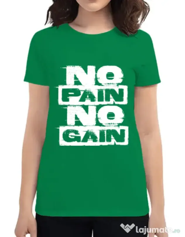 Tricou ADLER dama No pain, no gain Verde mediu