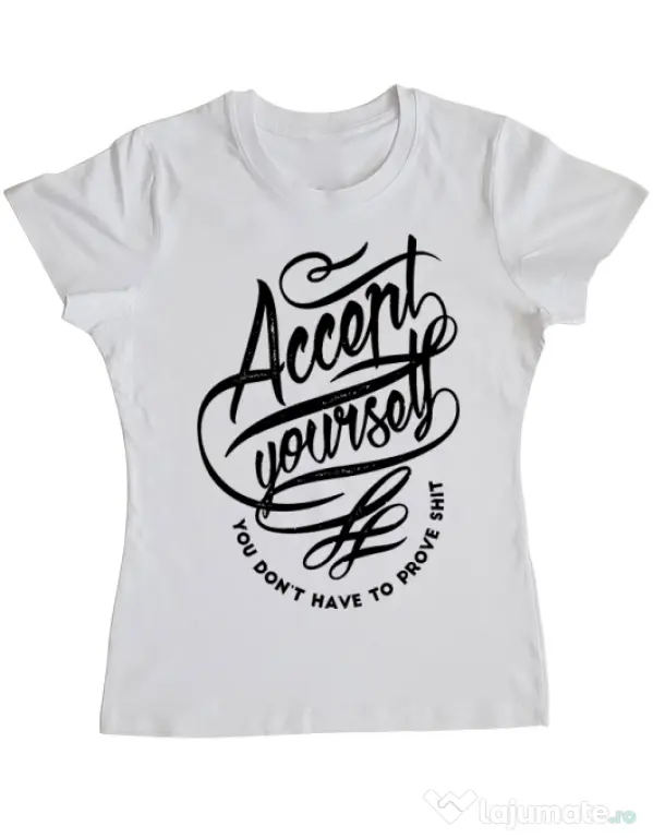 Tricou ADLER dama Accept Yourself Alb