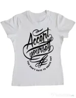 Tricou ADLER dama Accept Yourself Alb