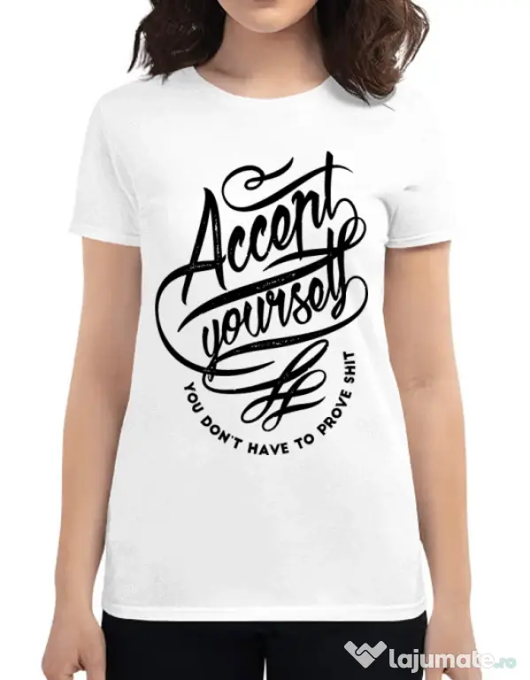 Tricou ADLER dama Accept Yourself Alb