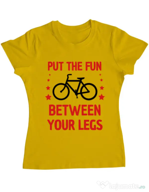 Tricou ADLER dama Put the fun Between your legs Galben