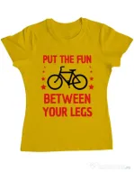 Tricou ADLER dama Put the fun Between your legs Galben