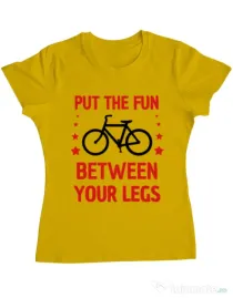 Tricou ADLER dama Put the fun Between your legs Galben