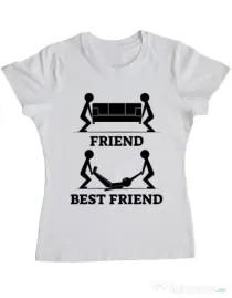 Tricou ADLER dama Best friend Alb