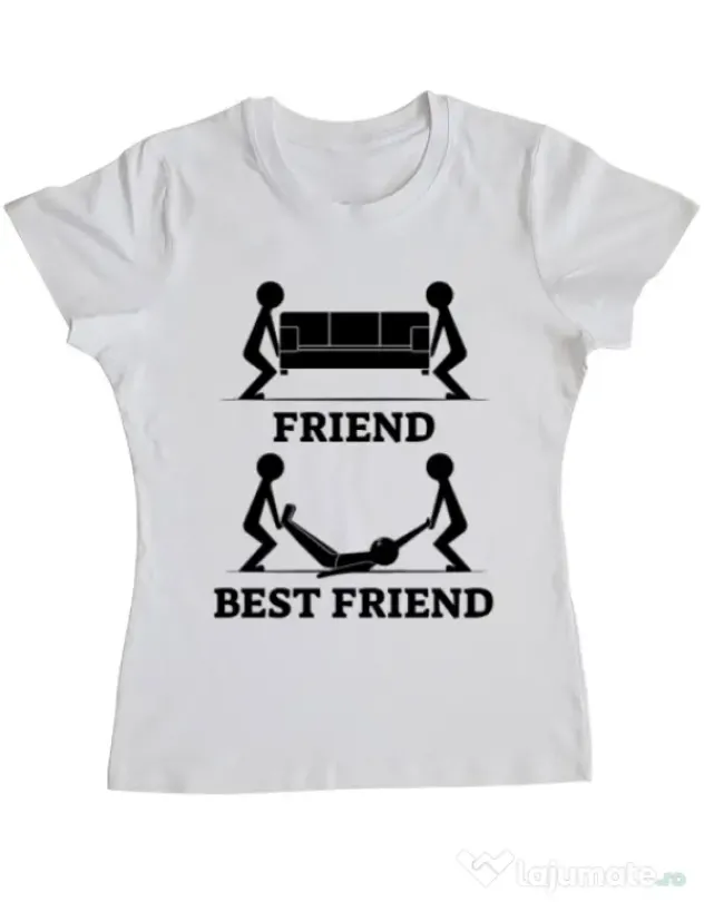Tricou ADLER dama Best friend Alb