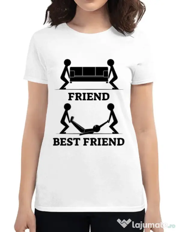 Tricou ADLER dama Best friend Alb