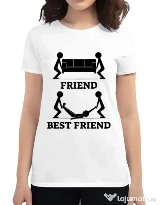 Tricou ADLER dama Best friend Alb