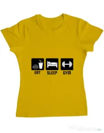 Tricou ADLER dama Eat sleep gym Galben