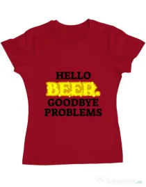 Tricou ADLER dama Hello beer Rosu