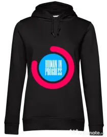 Hoodie dama cu gluga Human in progress Negru