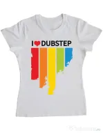 Tricou ADLER dama I love dubstep Alb