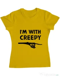Tricou ADLER dama I'm with creepy Galben