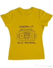 Tricou ADLER dama Old school stereo Galben