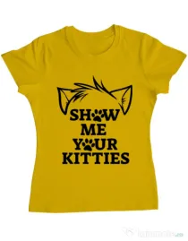 Tricou ADLER dama Show me your kitties Galben