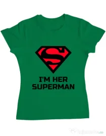 Tricou ADLER dama I'm her Superman Verde mediu