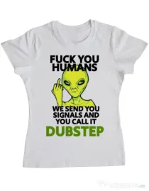Tricou ADLER dama Dubstep alien Alb