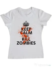 Tricou ADLER dama Kill zombies Alb