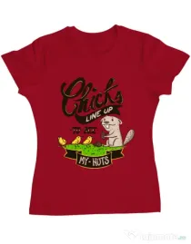 Tricou ADLER dama See my nuts Rosu