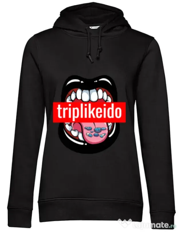 Hoodie dama cu gluga Trip like I do Negru