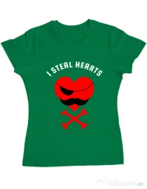 Tricou ADLER dama I steal hearts Verde mediu