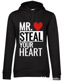 Hoodie dama cu gluga Mr. steal your heart Negru