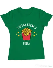 Tricou ADLER dama I speak french Verde mediu