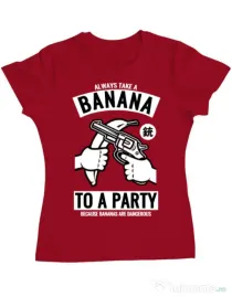 Tricou ADLER dama Banana Party Rosu