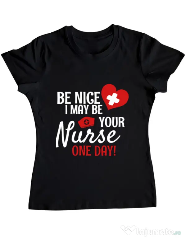 Tricou ADLER dama I may be your nurse Negru