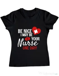 Tricou ADLER dama I may be your nurse Negru