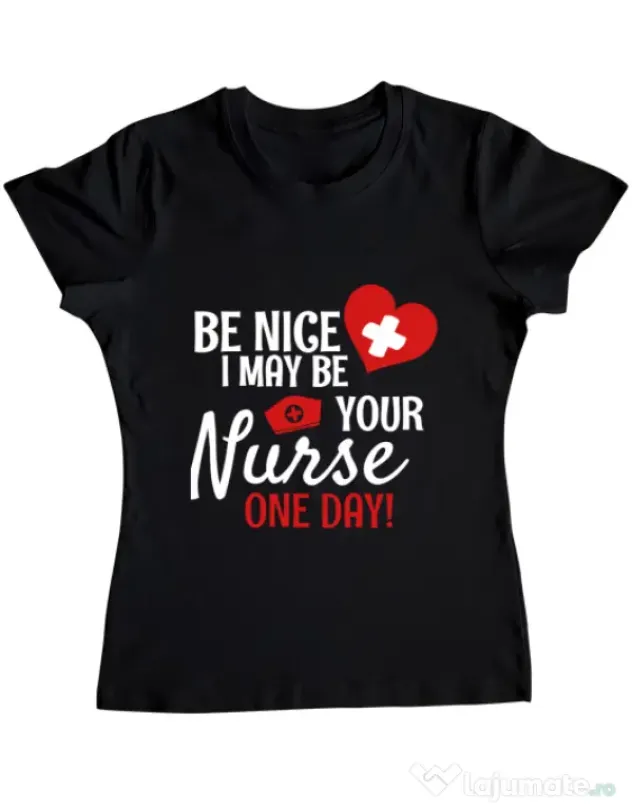 Tricou ADLER dama I may be your nurse Negru