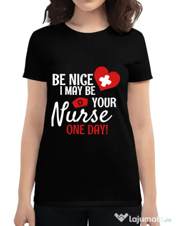 Tricou ADLER dama I may be your nurse Negru