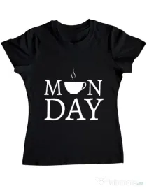 Tricou ADLER dama Monday coffee Negru