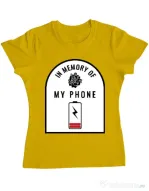 Tricou ADLER dama In memory of my phone Galben